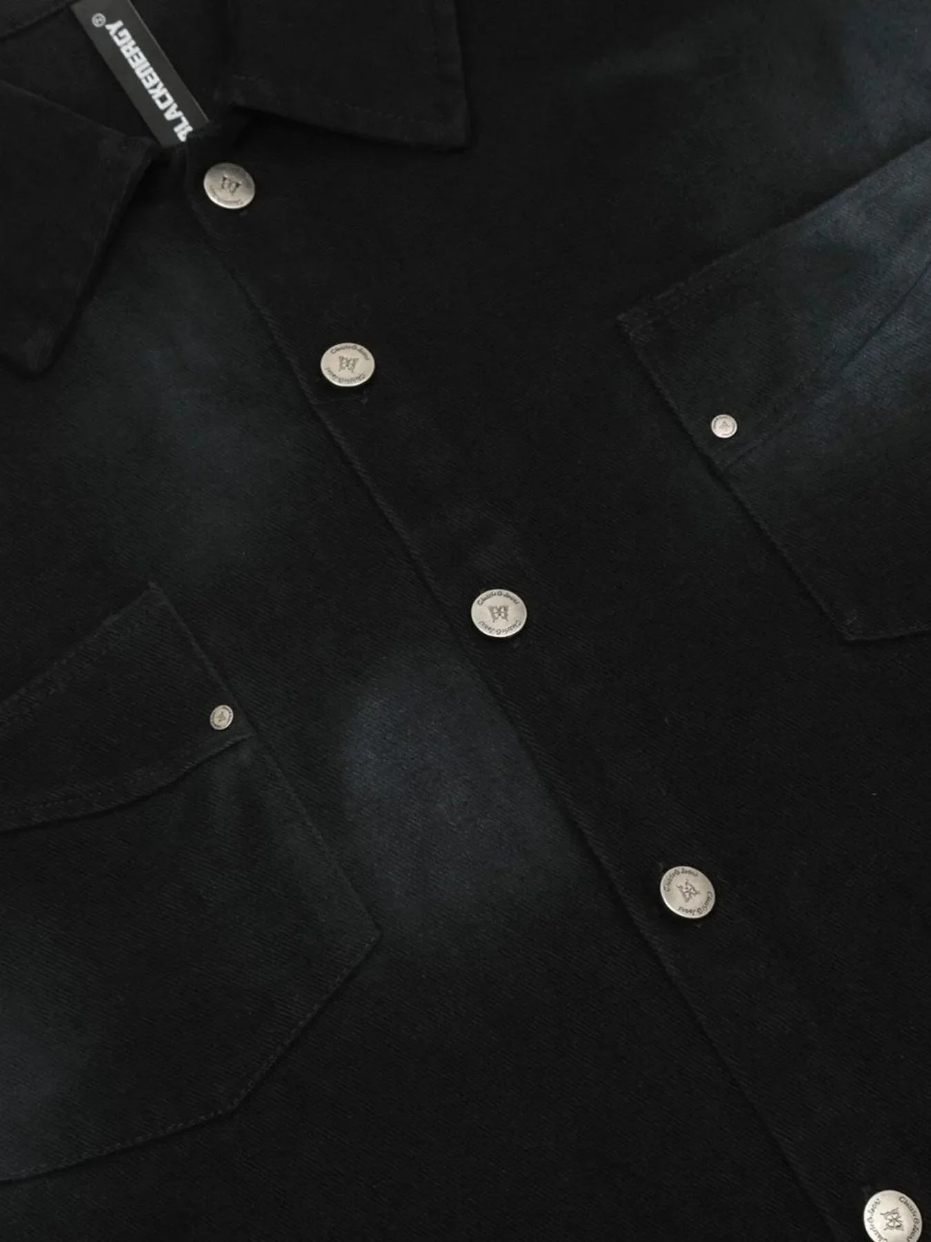 Men's Letter Back Raw Hem Button Up Shirt