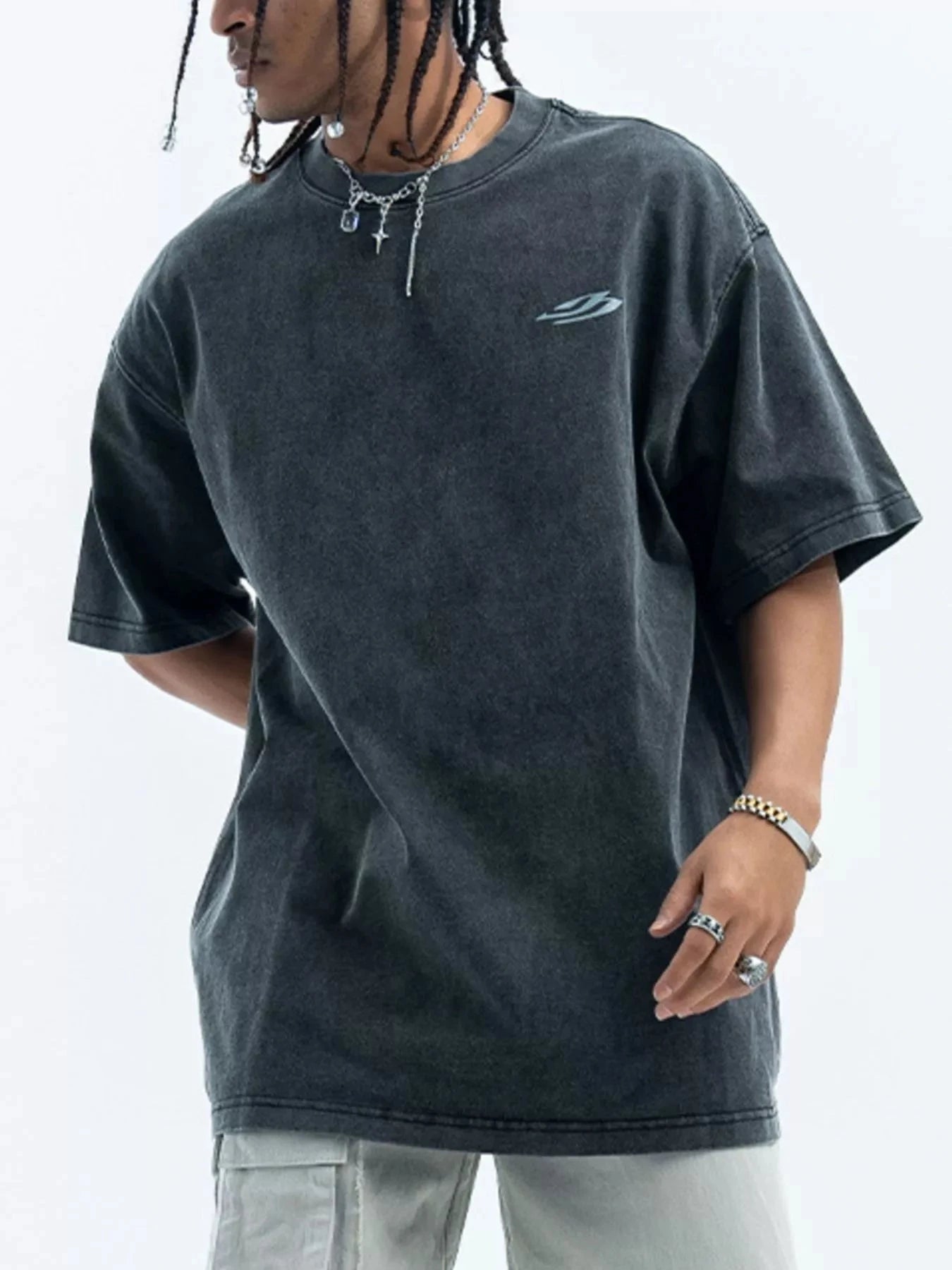 Men's Letter Back Round Neck Short Sleeve T-Shirt