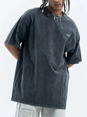 Men's Letter Back Round Neck Short Sleeve T-Shirt