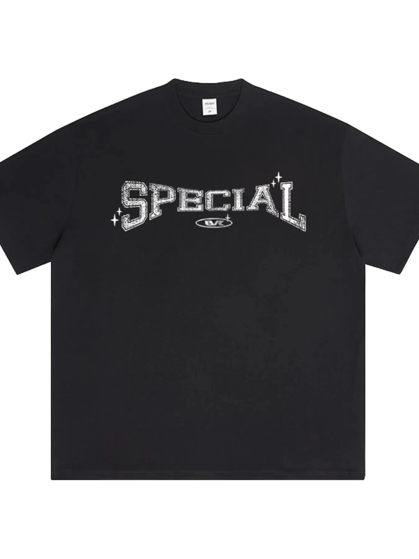 Men's Letter Graphic Round Neck Short Sleeve T-Shirt Black / XS