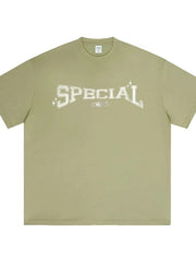 Men's Letter Graphic Round Neck Short Sleeve T-Shirt Greyish Green / XS