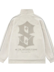 Men's Letter Graphic Track Jacket with Contrast Trim