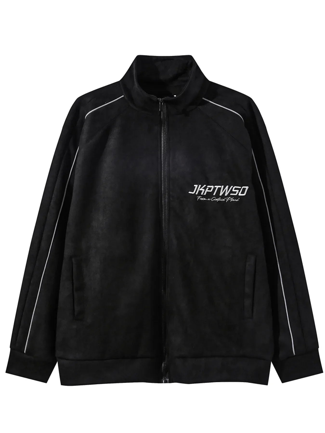 Men's Letter Graphic Track Jacket with Contrast Trim Black / S