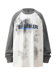 Men's Letter Raglan Long Sleeve T-Shirt Grey / S