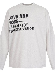 Men's Letter Round Neck Long Sleeve T-Shirt Light Gray / M