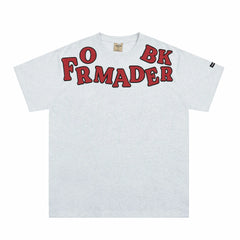 Men's Letter Round Neck Short Sleeve T-Shirt Melange Gray / M