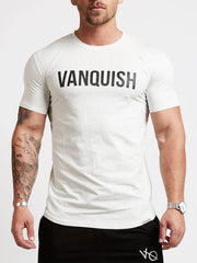 Men's Letter Round Neck Short Sleeve T-Shirt White / M