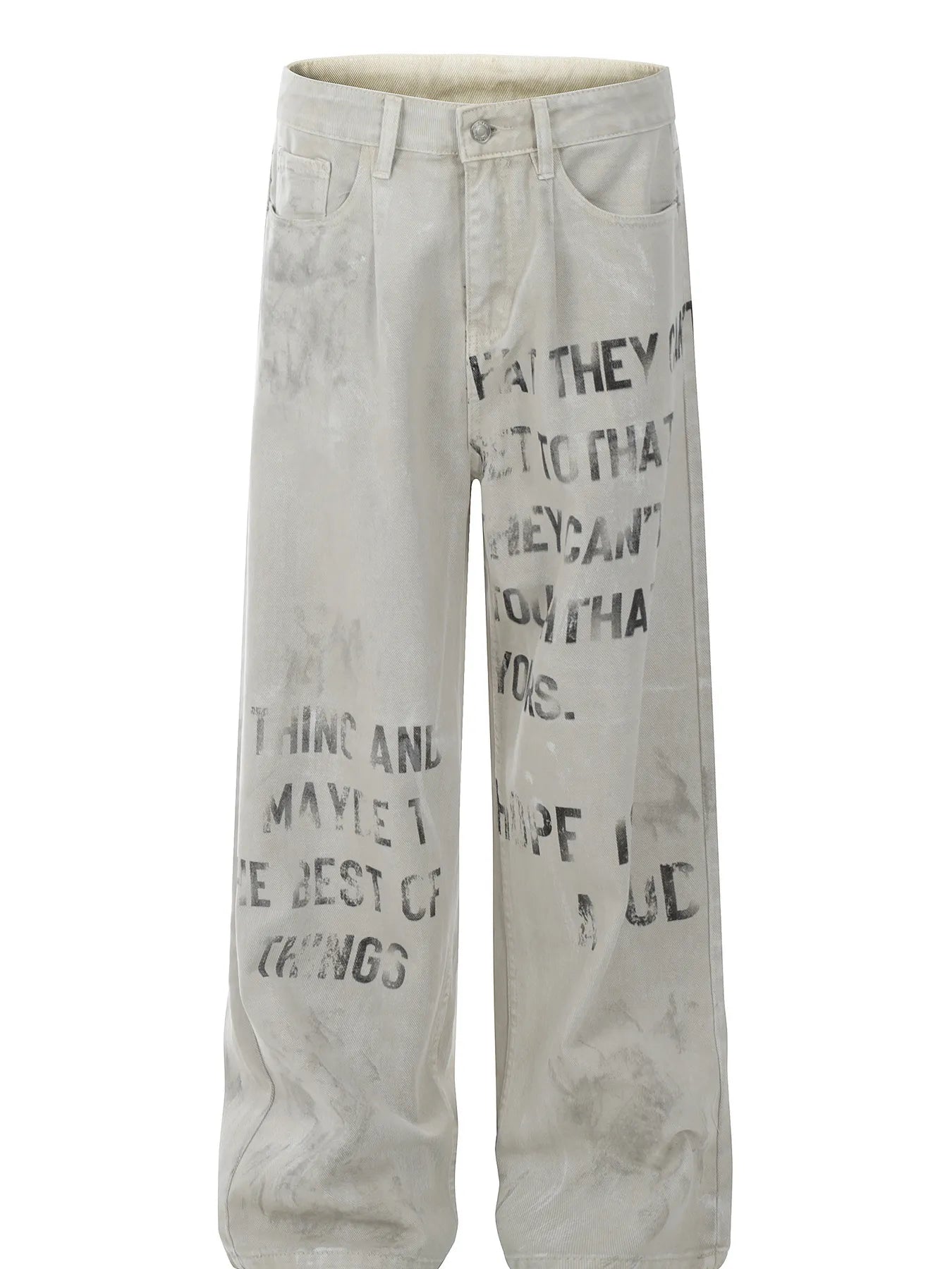 Men's Letter Wide Leg Jeans Apricot / S