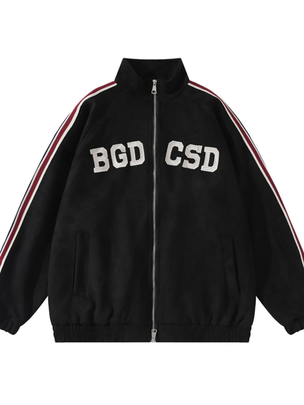 Men's Letter Zip Up Long Sleeve Hoodie Black / M