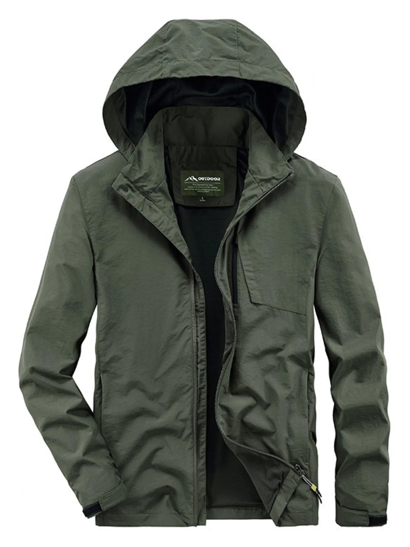 Men's Lightweight Hooded Outdoor Windproof Jacket Army Green / M