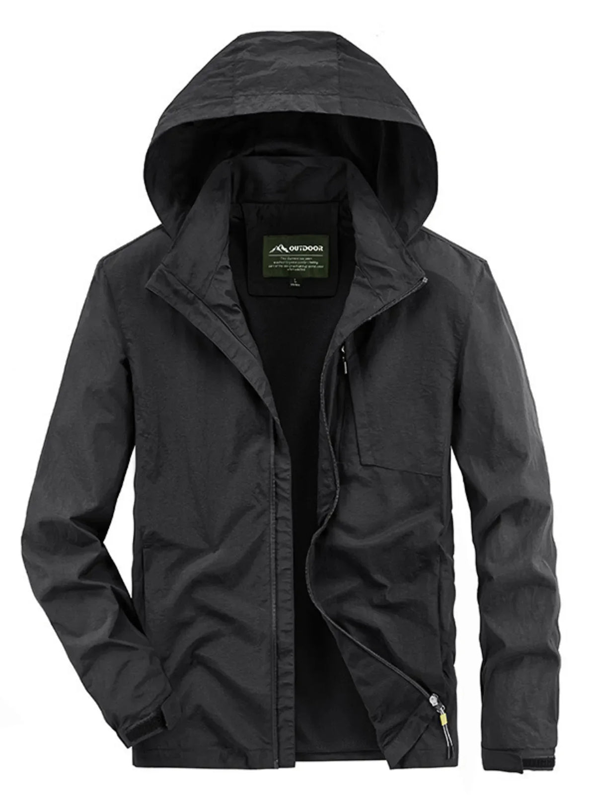 Men's Lightweight Hooded Outdoor Windproof Jacket Black / M