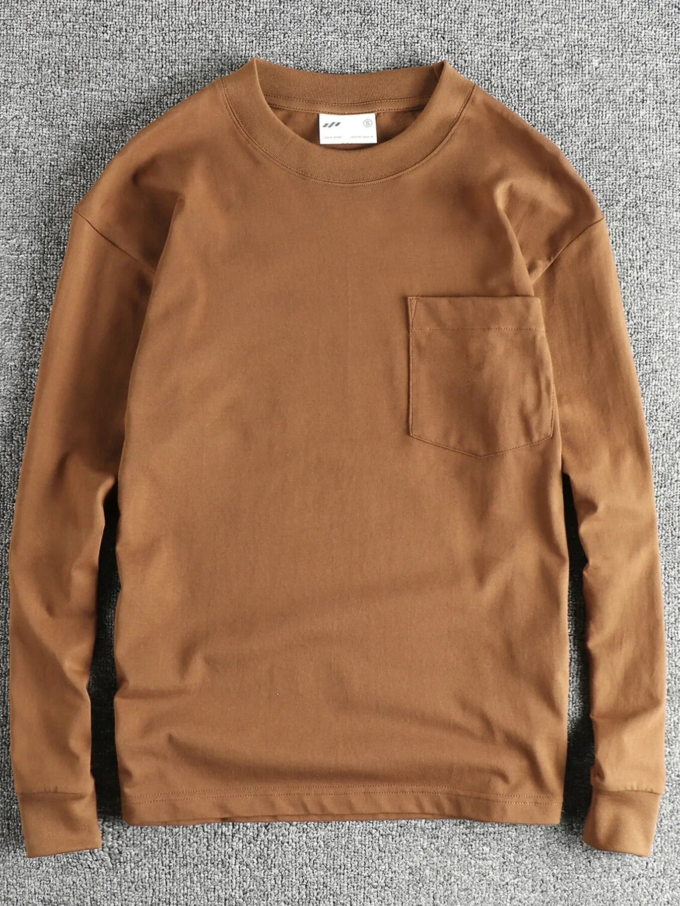 Men's Long Sleeve Pocket T-Shirt Dark Brown / S