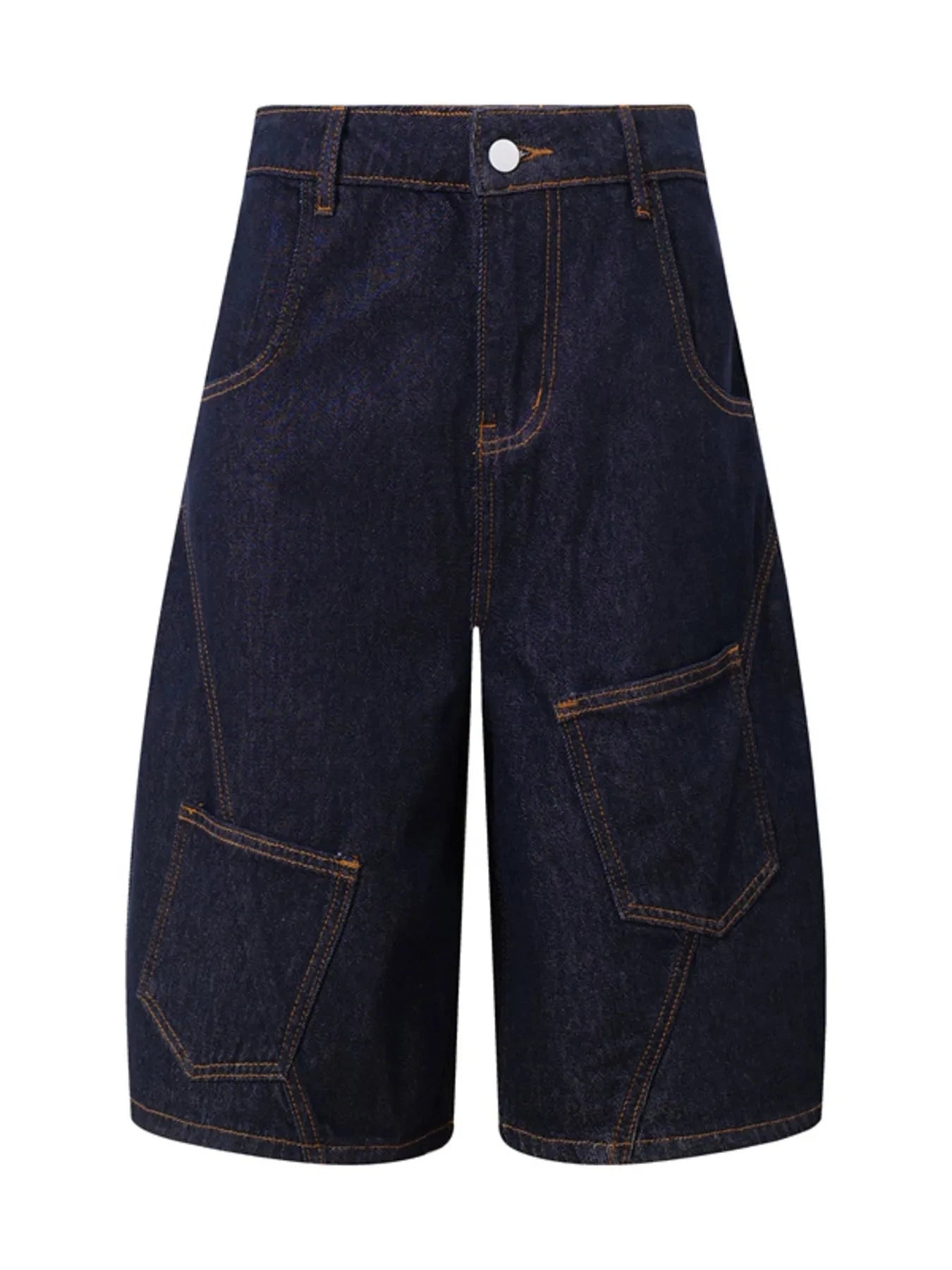 Men's Loose Fit Cargo Denim Shorts Dark Blue / S