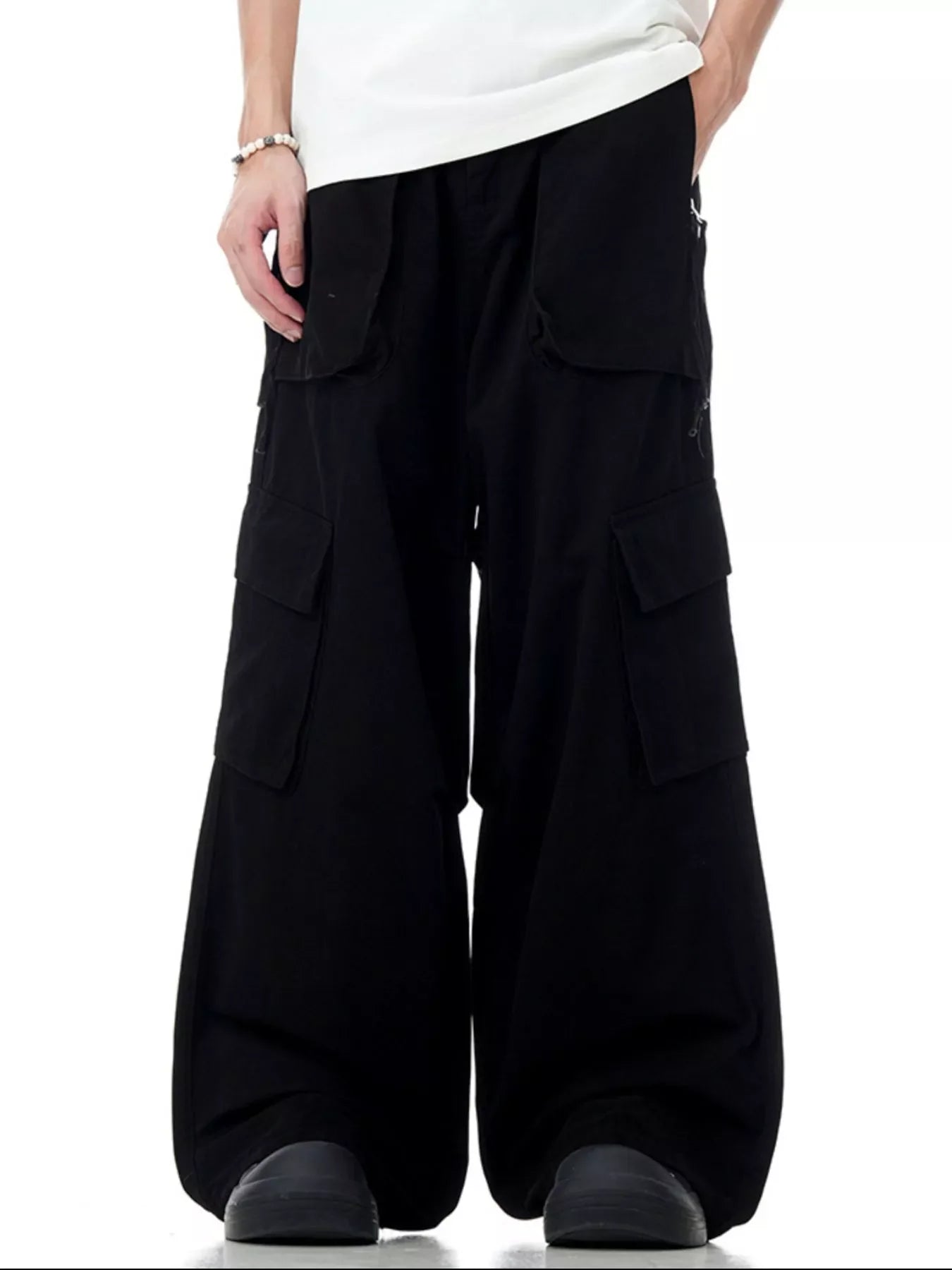 Men's Loose Fit Cargo Pants Black / S