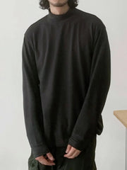 Men's Mock Neck Long Sleeve Top Black / M