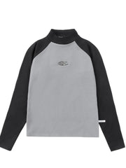 Men's Mock Neck Raglan Sleeve T-Shirt Gray / S