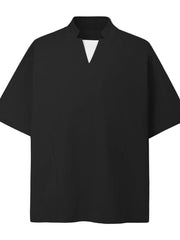 Men's Notched Long Sleeve Top Black / M