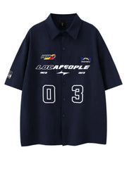 Men's Number Oversized Button-Up Shirt Black / S