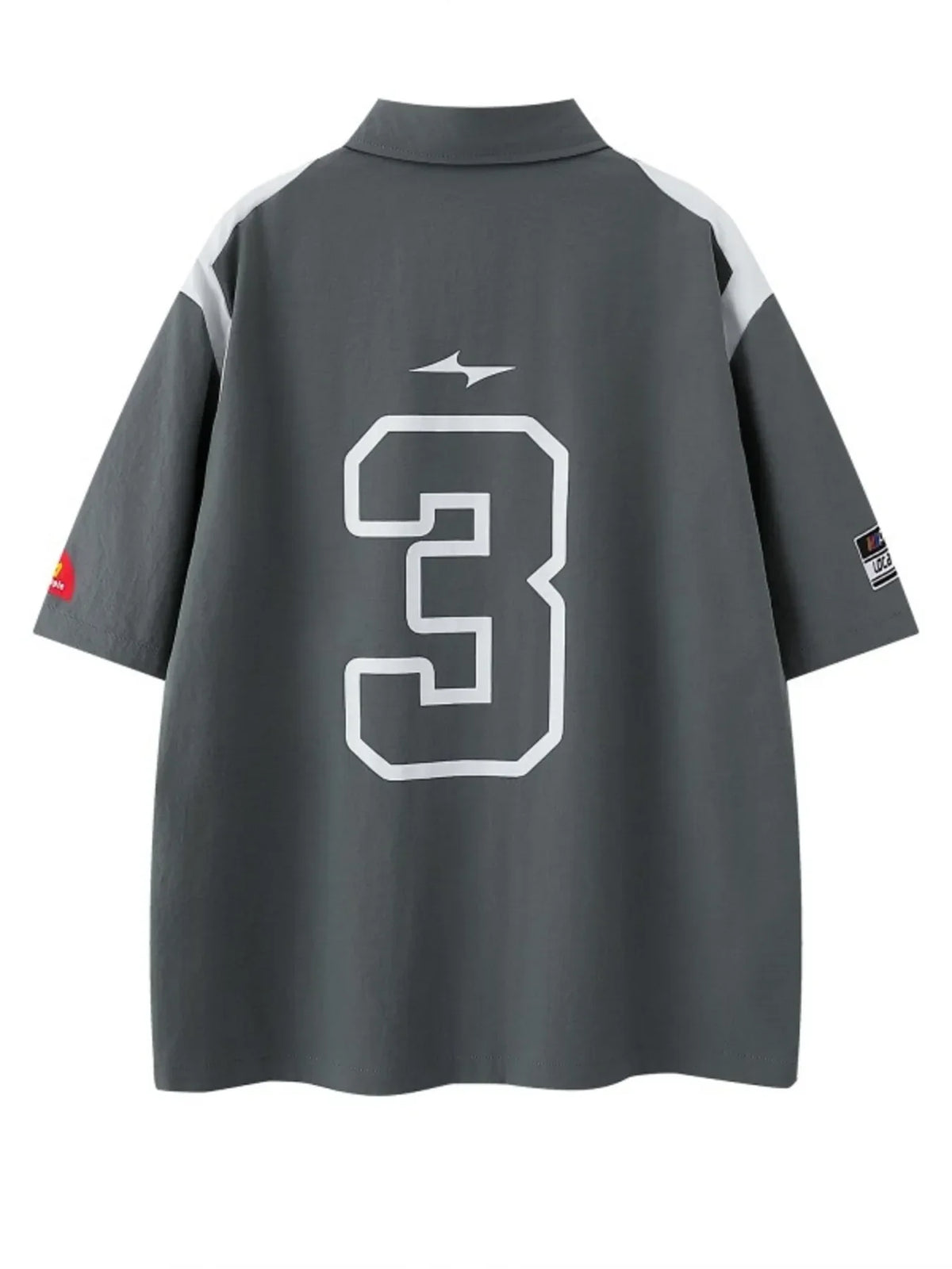 Men's Number Oversized Button-Up Shirt Grey / S