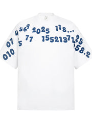 Men's Number Print Short Sleeve Oversized T-Shirt White / M