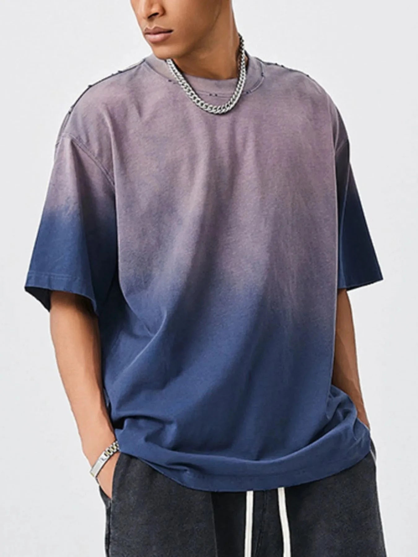 Men's Oversized Gradient Short Sleeve T-Shirt Sapphire Blue / S