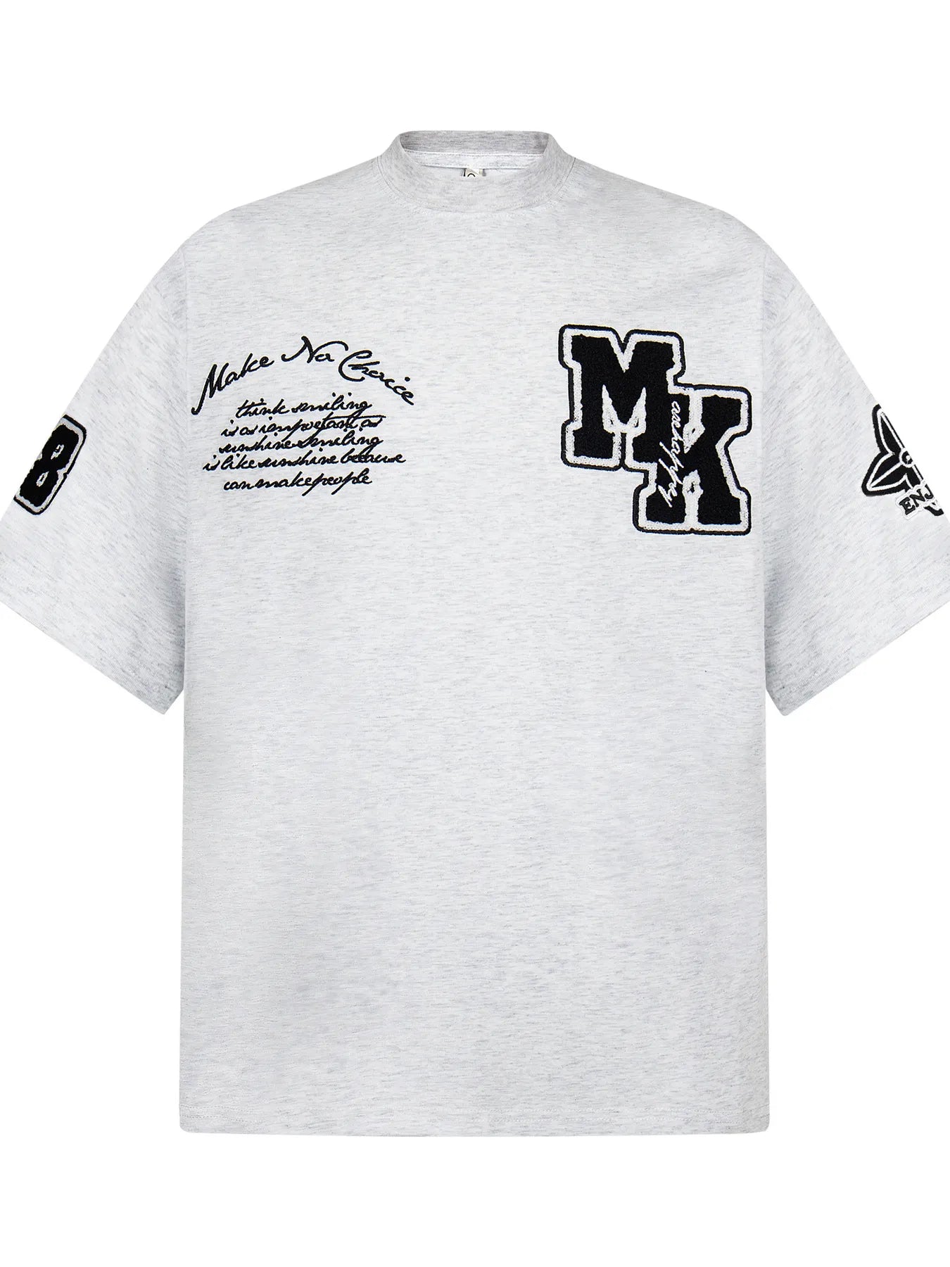 Men's Oversized Letter Short Sleeve T-Shirt Flower Gray / M