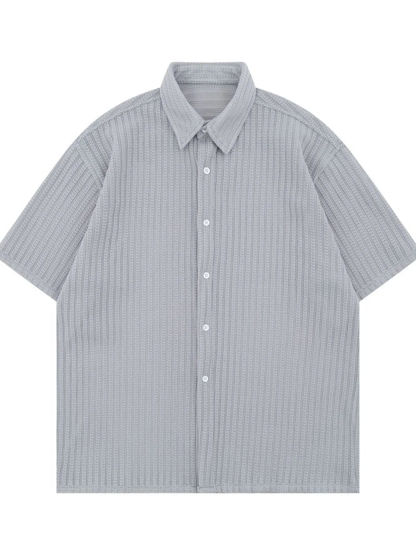 Men's Oversized Short Sleeve Textured Shirt Grey / S