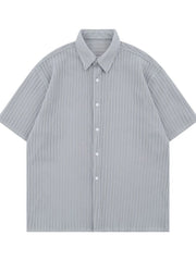 Men's Oversized Short Sleeve Textured Shirt Grey / S