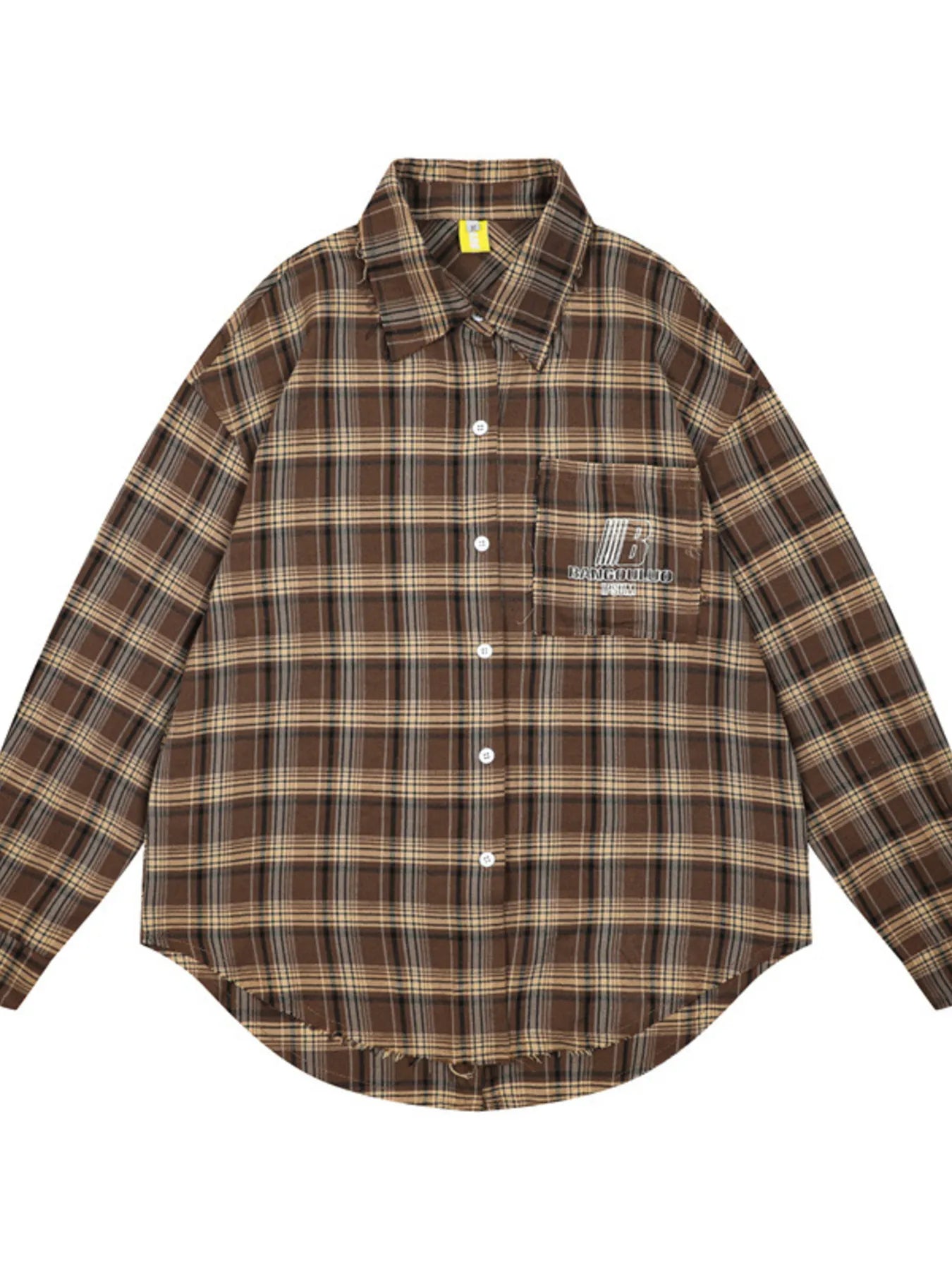 Men's Plaid Button-Down Shirt Khaki / M