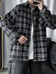 Men's Plaid Button Up Long Sleeve Shirt