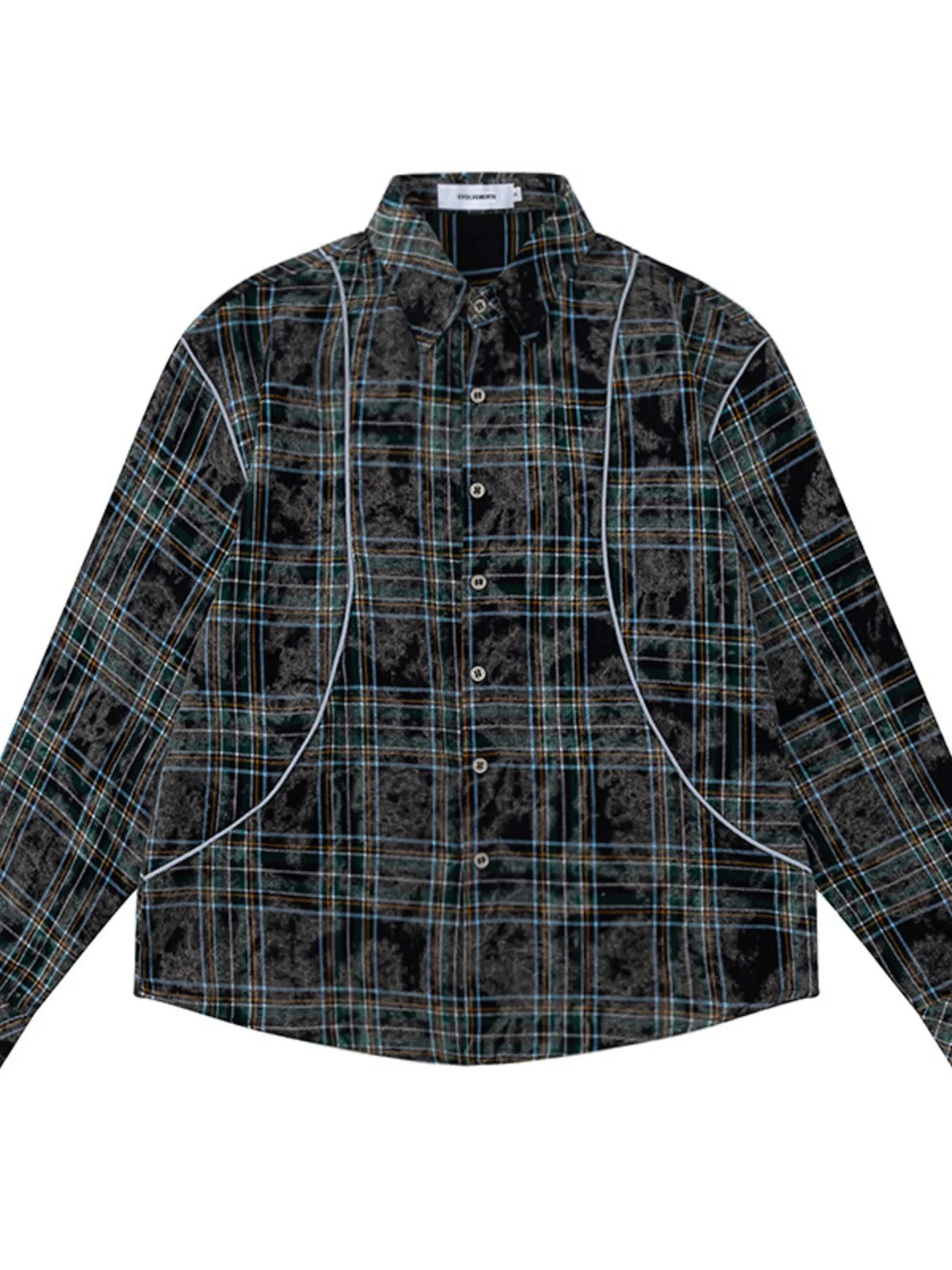 Men's Plaid Button-Up Shirt Black / S