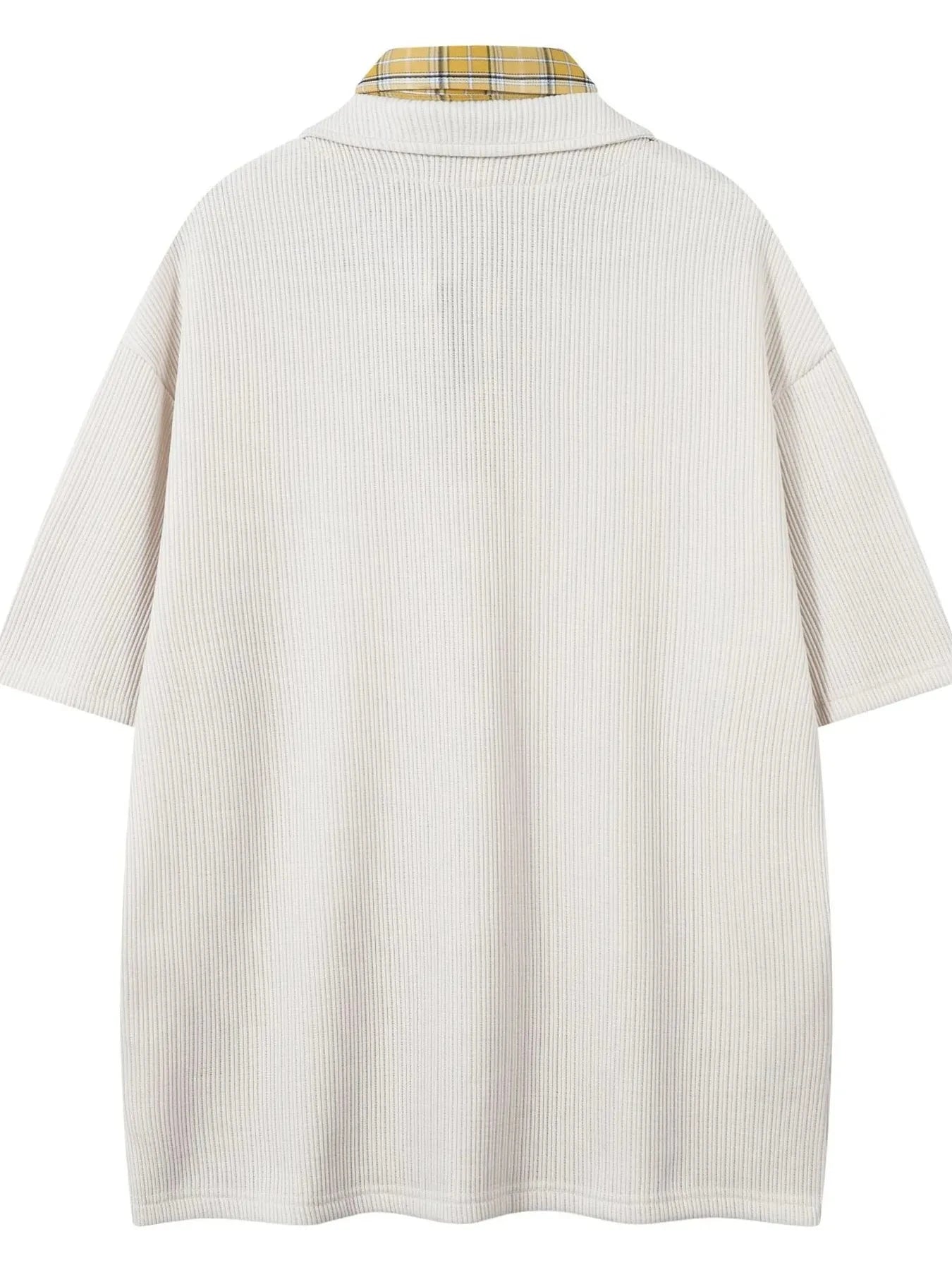 Men's Plaid Collar Short Sleeve Ribbed Polo