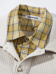 Men's Plaid Collar Short Sleeve Ribbed Polo