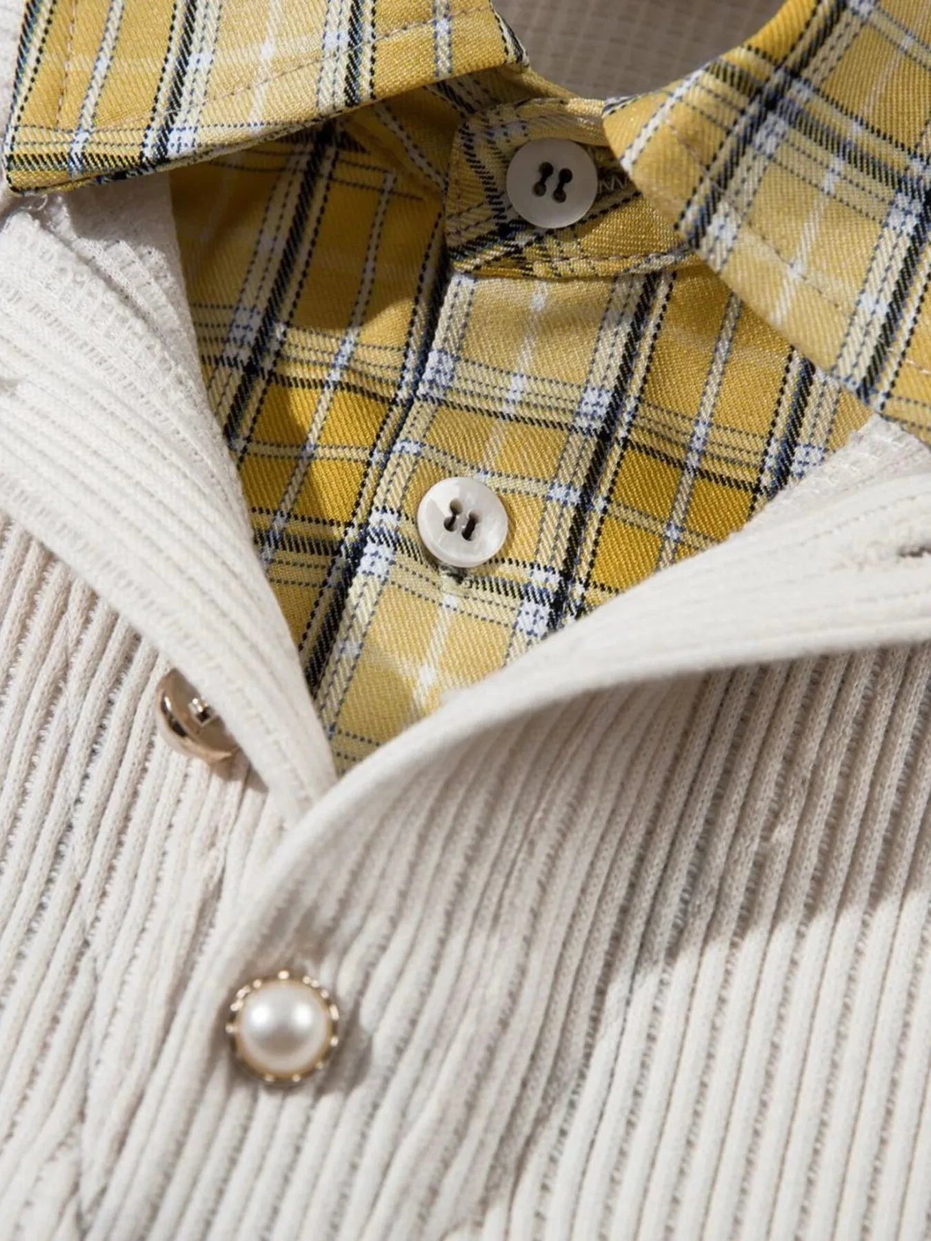 Men's Plaid Collar Short Sleeve Ribbed Polo