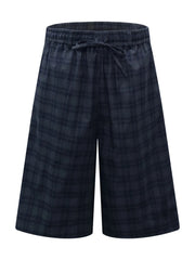 Men's Plaid Drawstring Casual Shorts Green / S