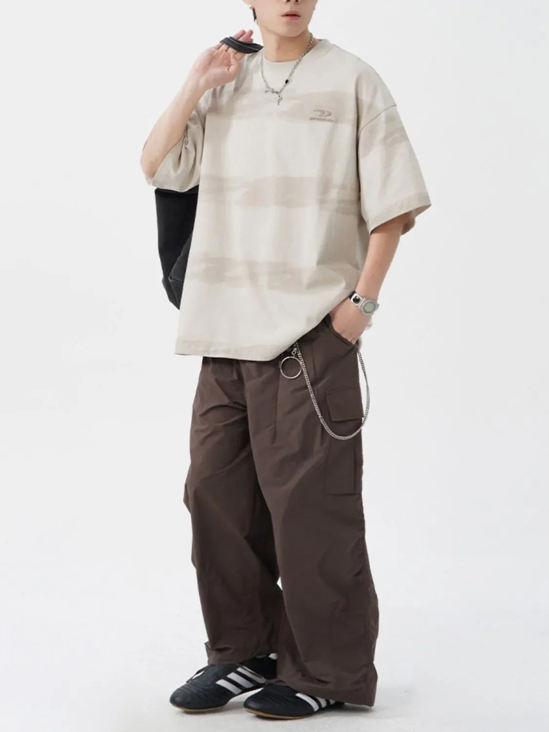 Men's Plus Size Basic style Round Neck Striped T-Shirt