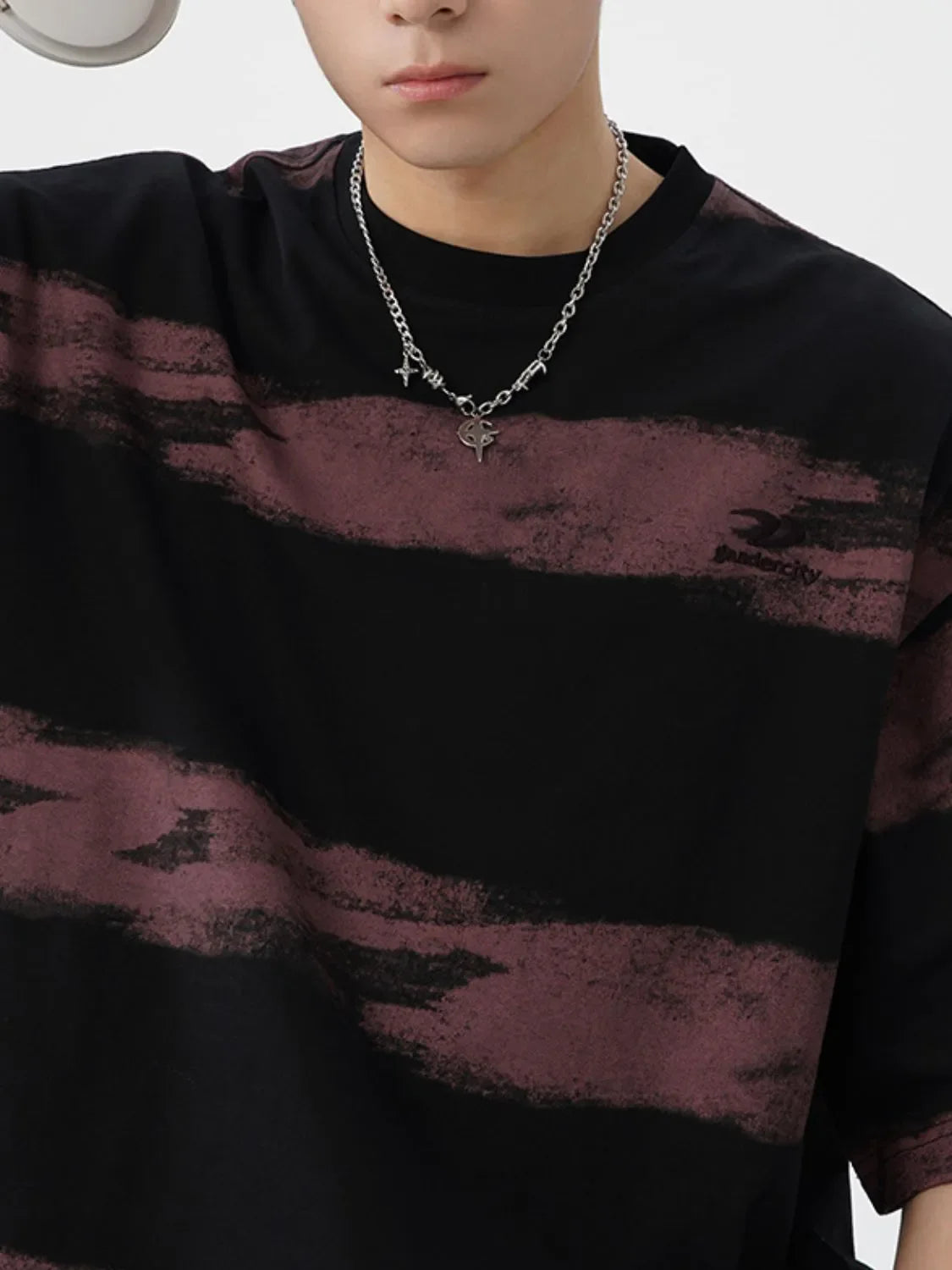 Men's Plus Size Basic style Round Neck Striped T-Shirt