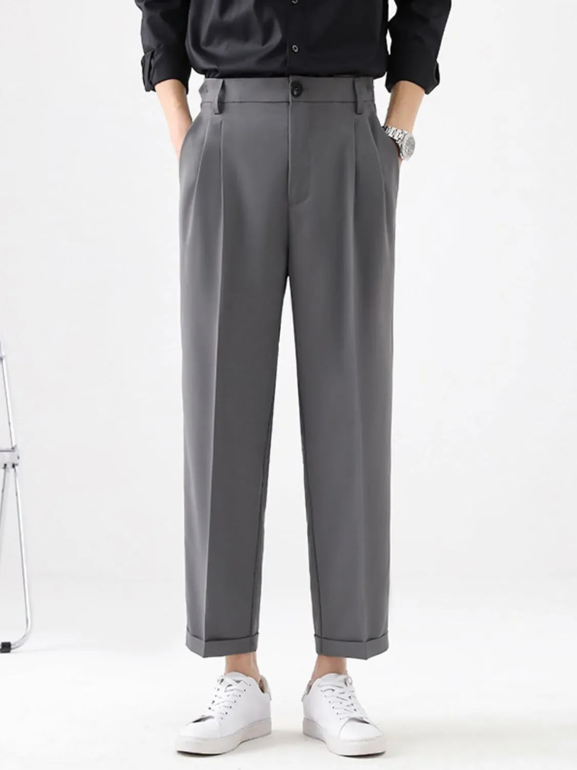 Men's Plus Size Basic style Solid Pants Dark Gray / M