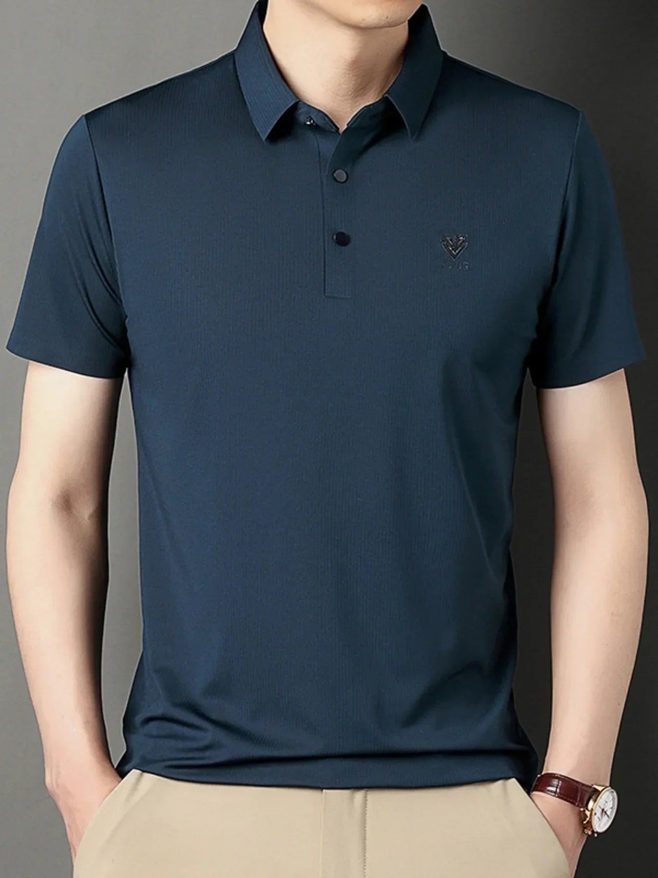 Men's Plus Size Breathable Short Sleeve Polo Navy / M