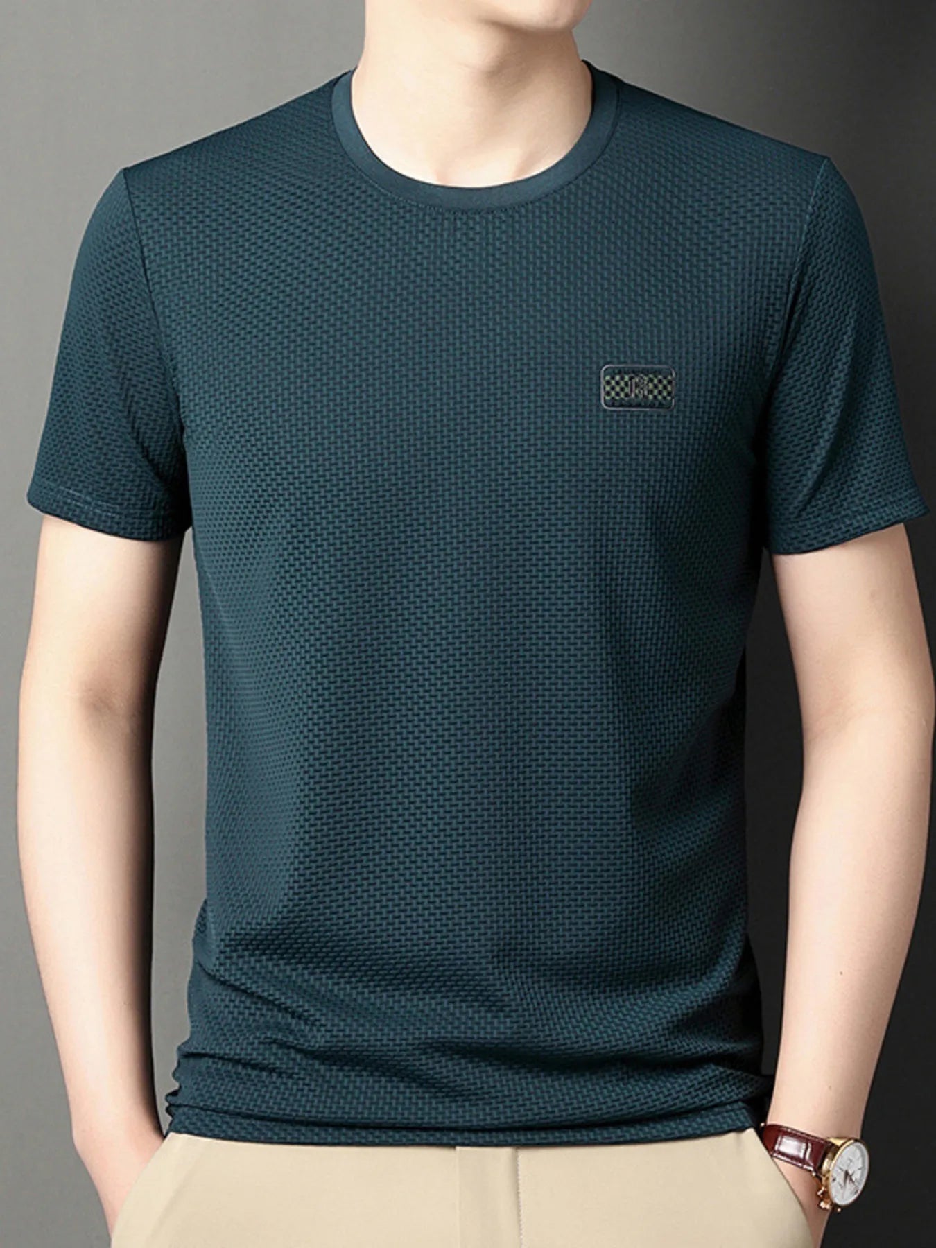 Men's Plus Size Breathable Short Sleeve T-Shirt Deep Teal / M