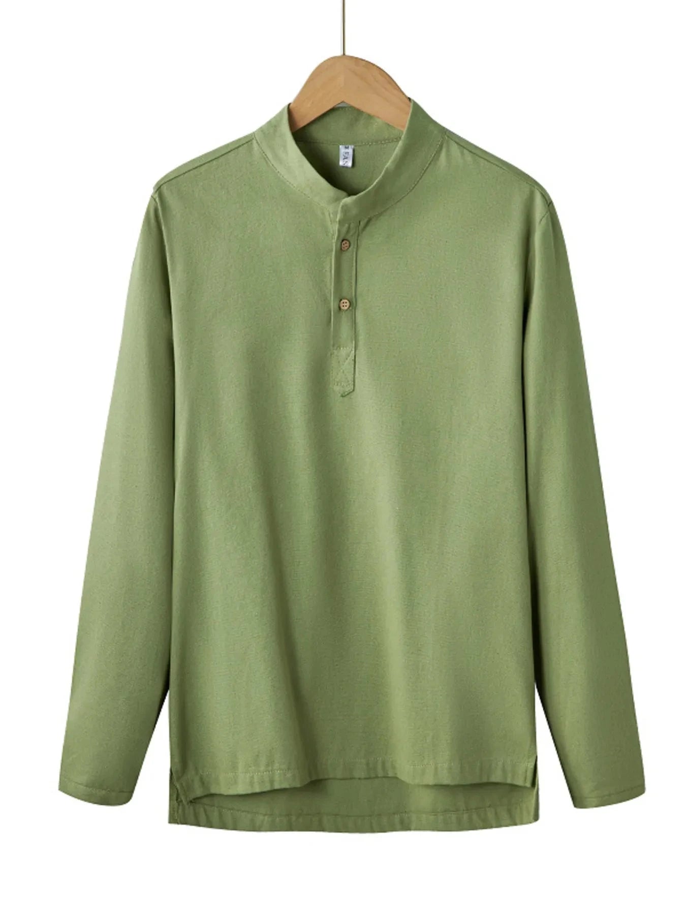 Men's Plus Size Button Detail Long Sleeve Blouse Army Green / M