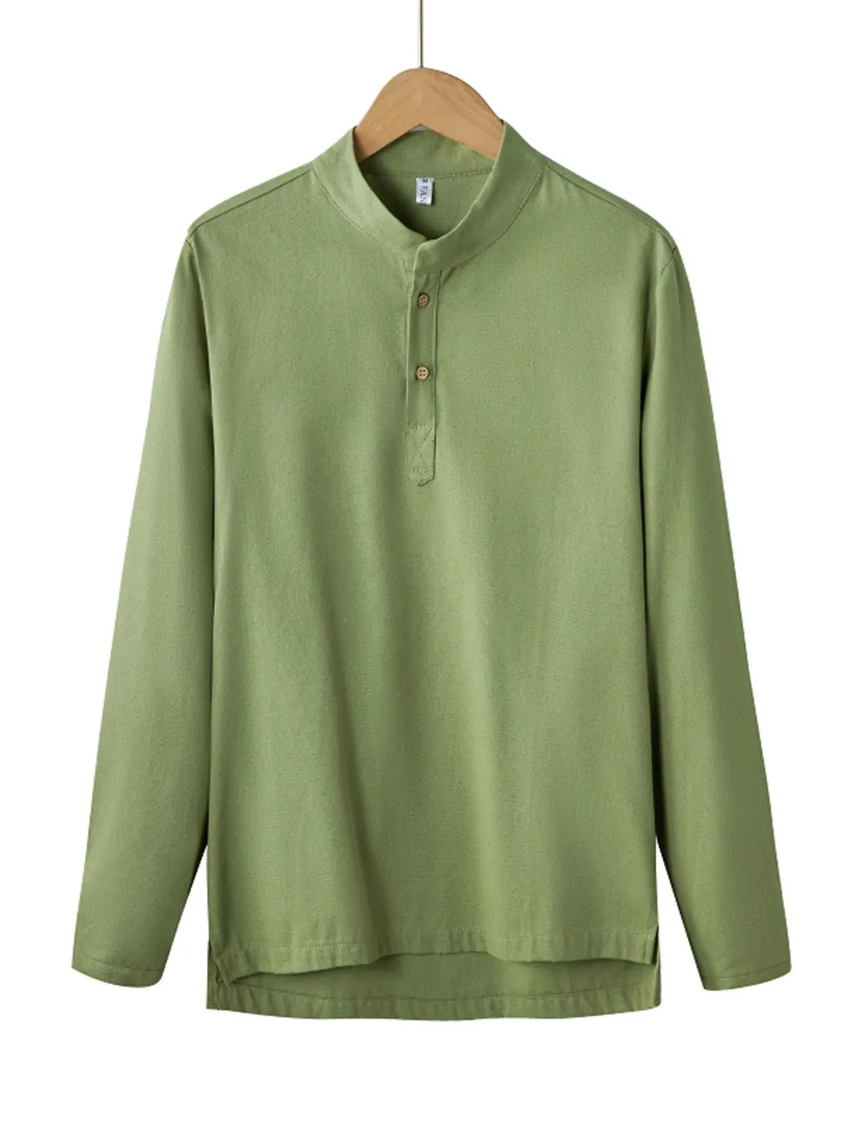 Men's Plus Size Button Detail Long Sleeve Blouse Army Green / M