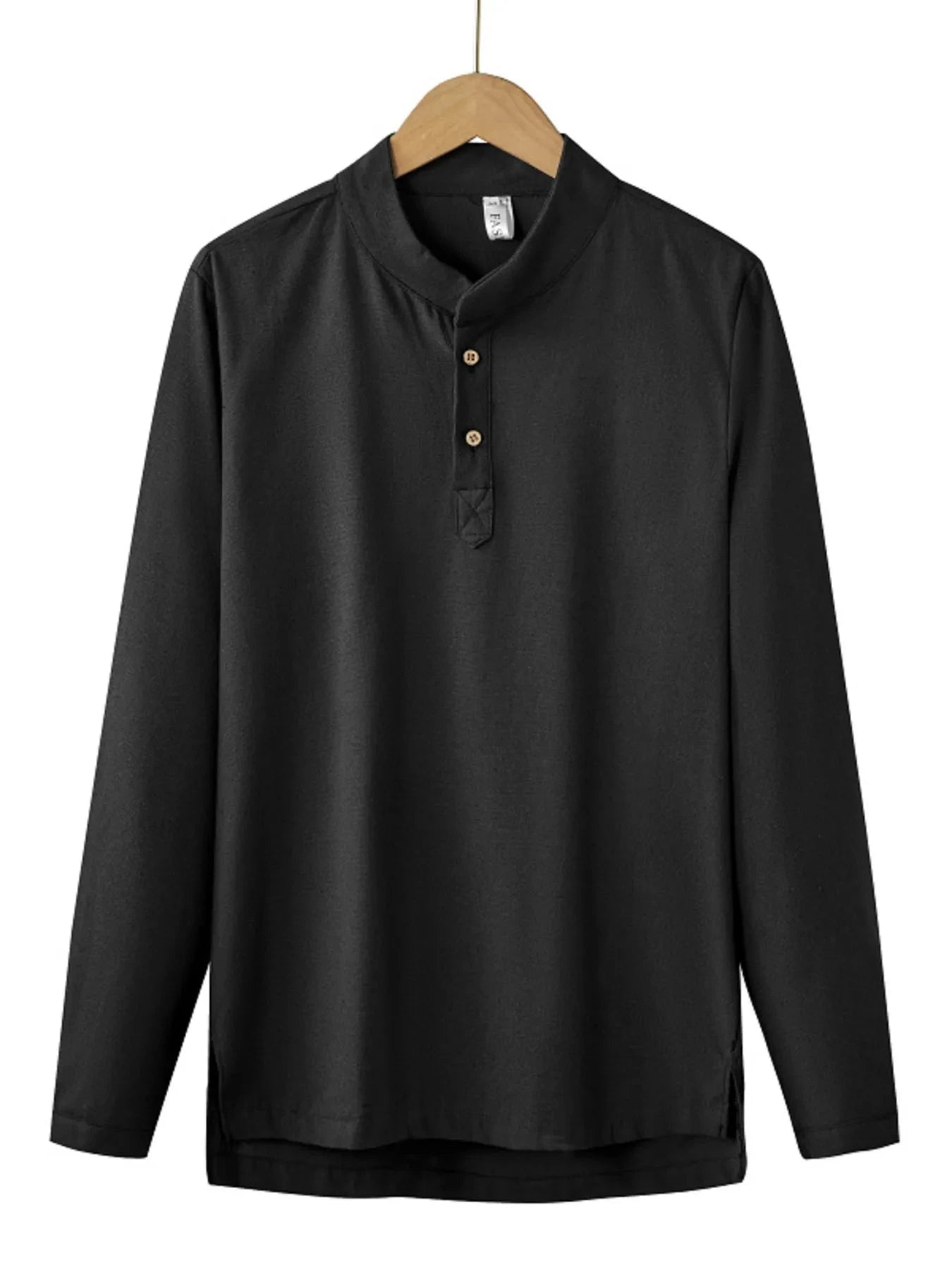Men's Plus Size Button Detail Long Sleeve Blouse Black / M