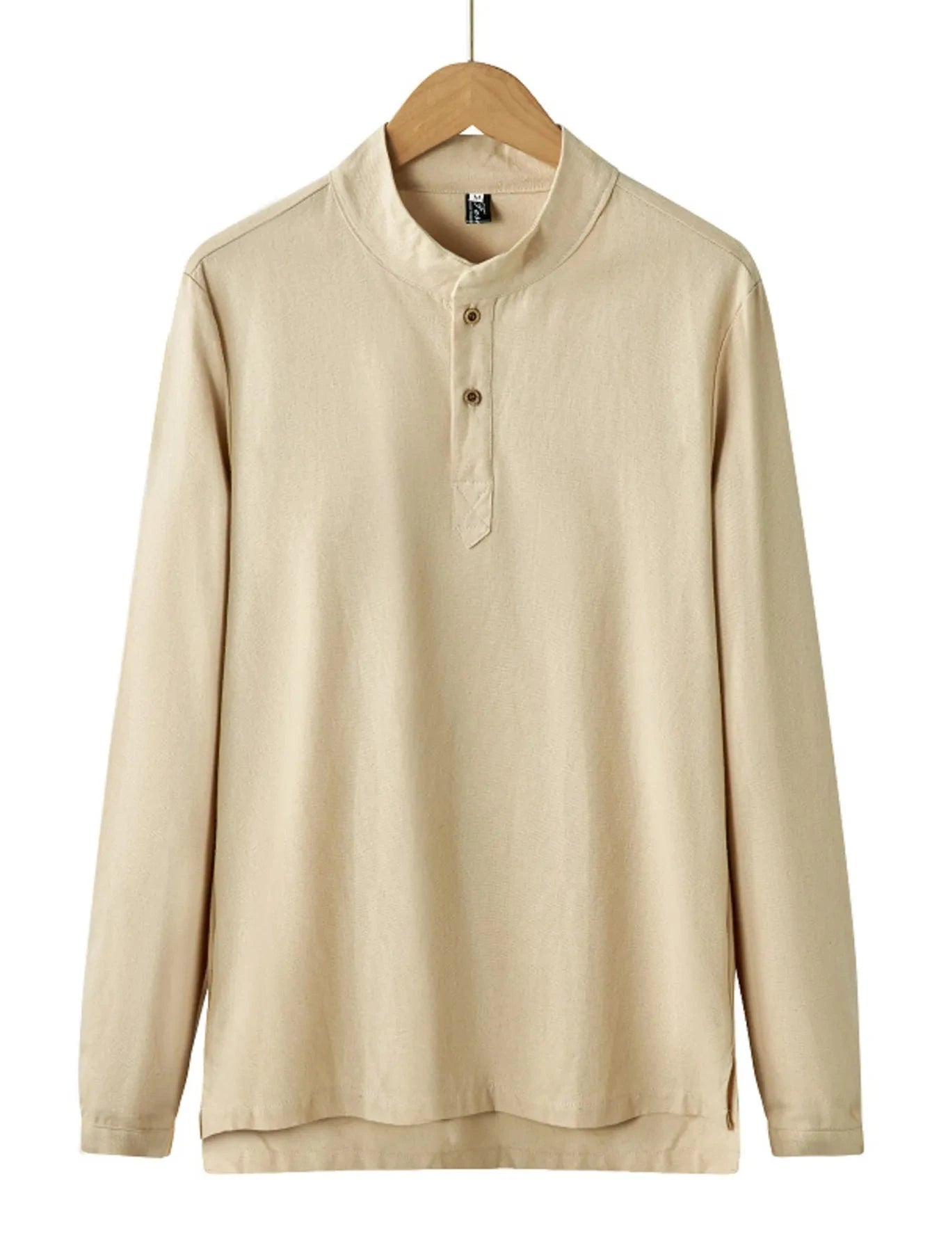 Men's Plus Size Button Detail Long Sleeve Blouse Creamy-white / M