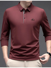 Men's Plus Size Button Detail Long Sleeve Polo Red / M