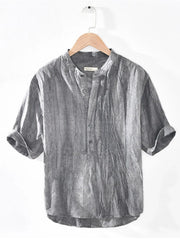 Men's Plus Size Button Detail Short Sleeve Blouse