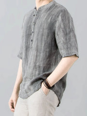 Men's Plus Size Button Detail Short Sleeve Blouse