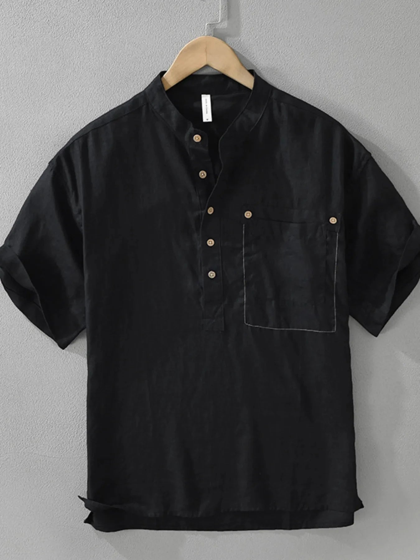 Men's Plus Size Button Detail Short Sleeve Blouse