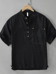Men's Plus Size Button Detail Short Sleeve Blouse