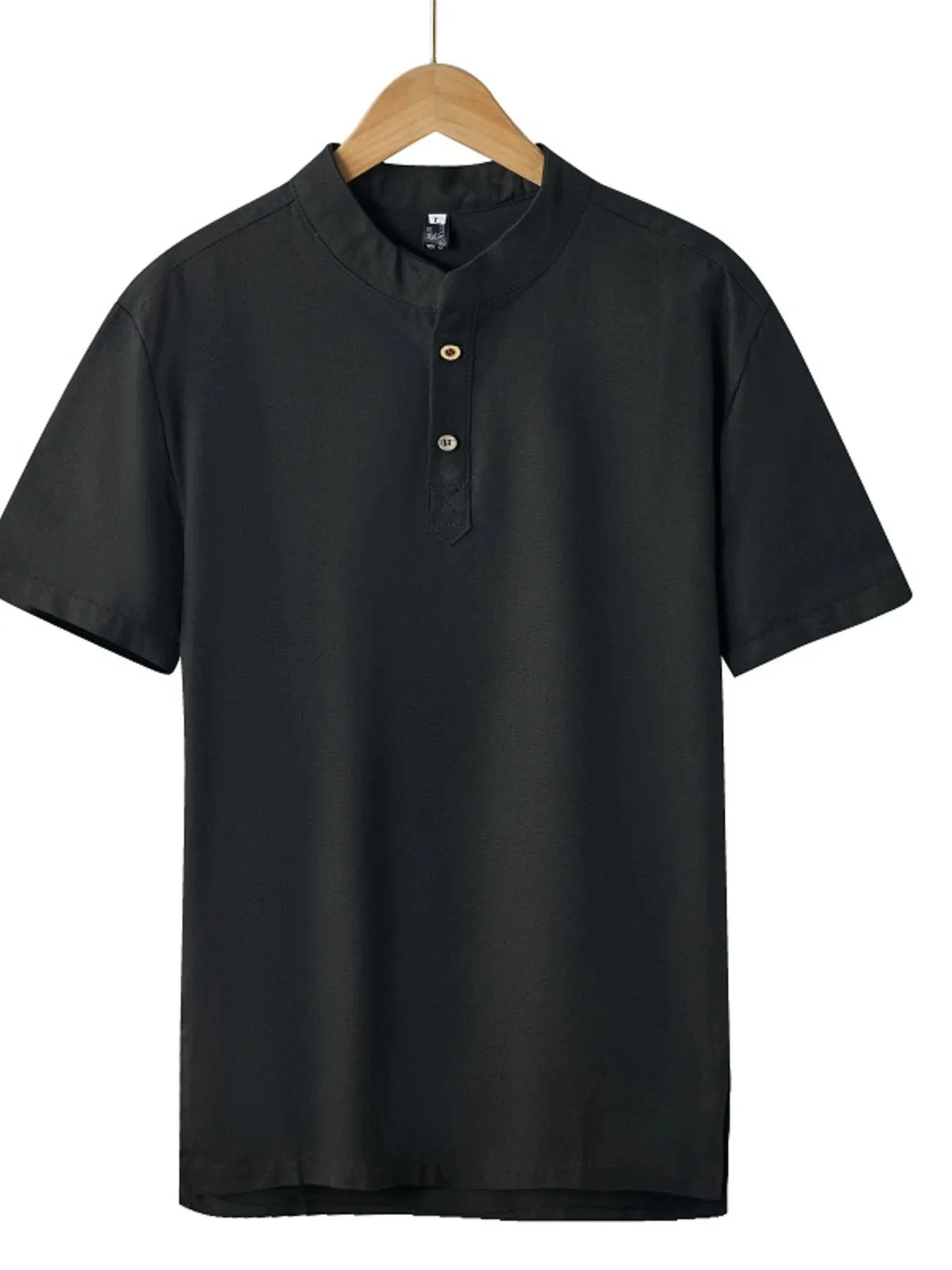 Men's Plus Size Button Detail Short Sleeve Blouse Black / M
